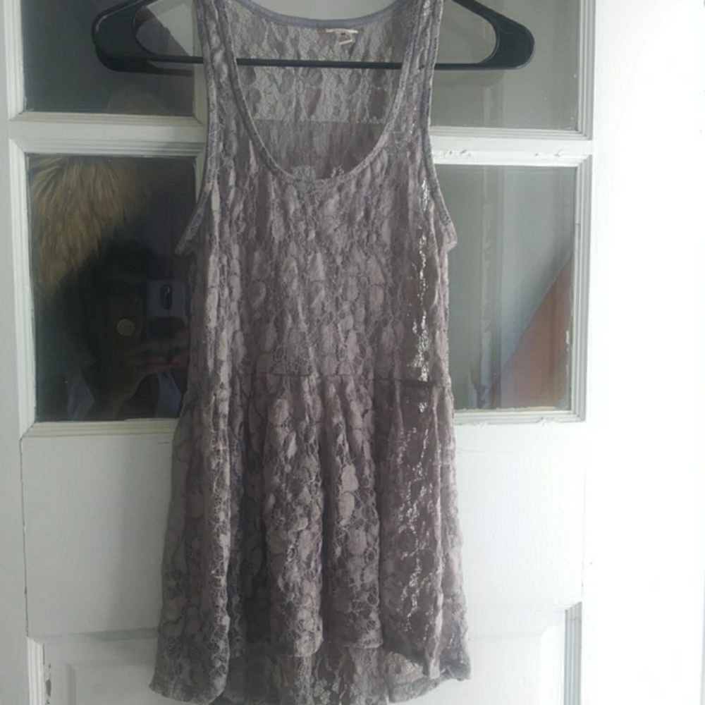 Lacy high low tank top